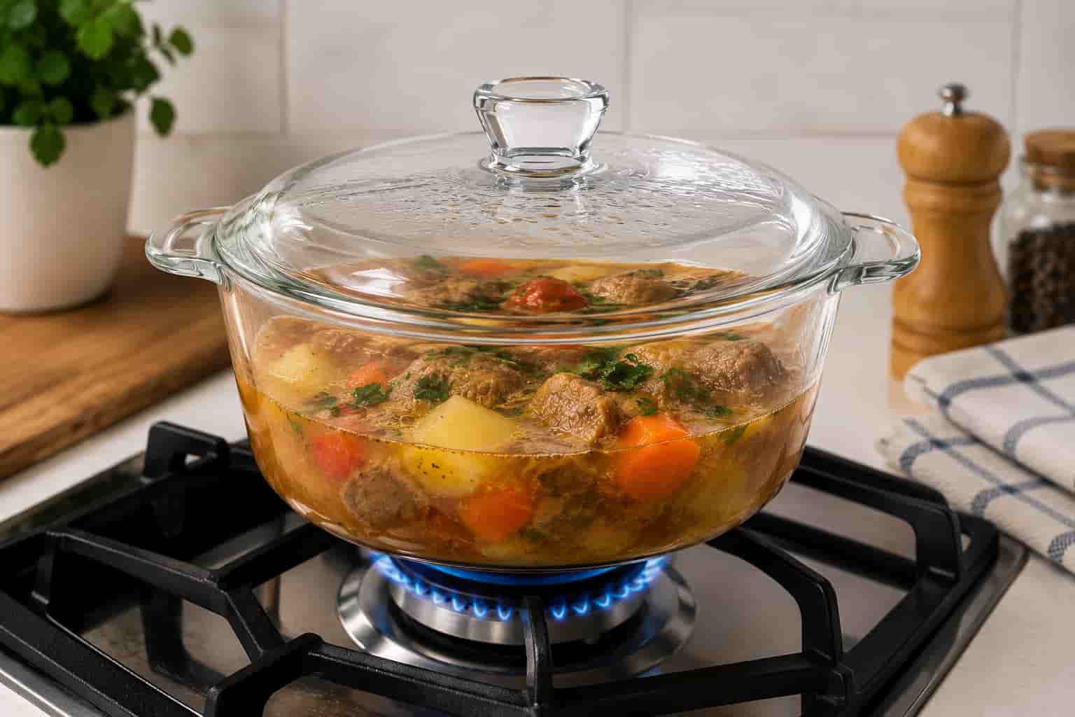 تصویر 1 از قابلمه شیشه ای شعله مستقیم با طراحی شفاف زیبا